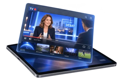 Tablette diffusant une émission TV
